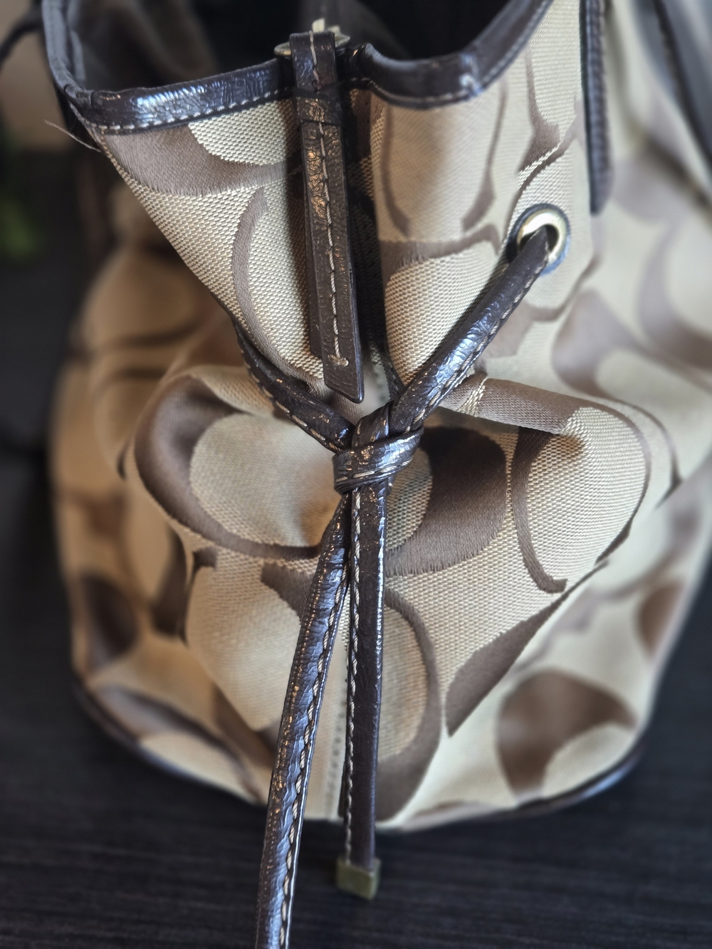 Coach Brown Signature Canvas Shoulder Tote - Picture 3 of 8